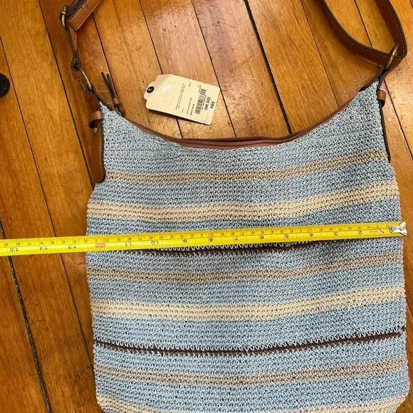 St John's Bay Tote Bag Women's Blue Yellow Straw Woven $65 NWT - Picture 7 of 7